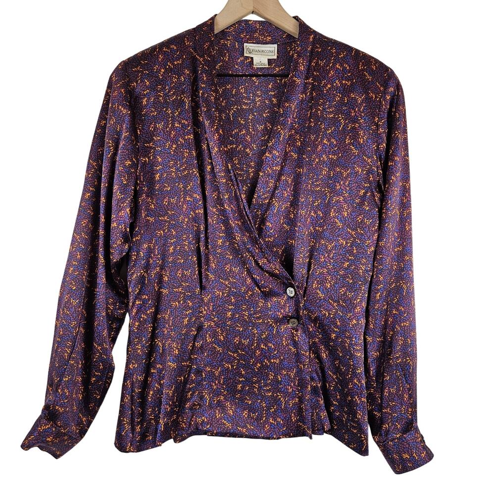 Evan Picone vintage‎ silk 80's 90's blouse, size 8